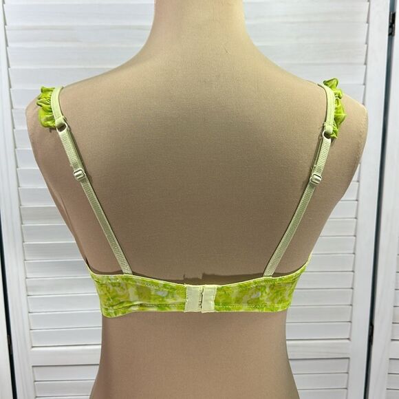 Disney Tinker Bra 38C Push Up Fairy Underwire Lime Green Ruffle - Picture 7 of 13